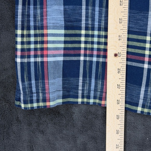 Tommy Bahama Mens M Silk Plaid Short Sleeve Button Up Shirt Original Fit Blue - Picture 8 of 11